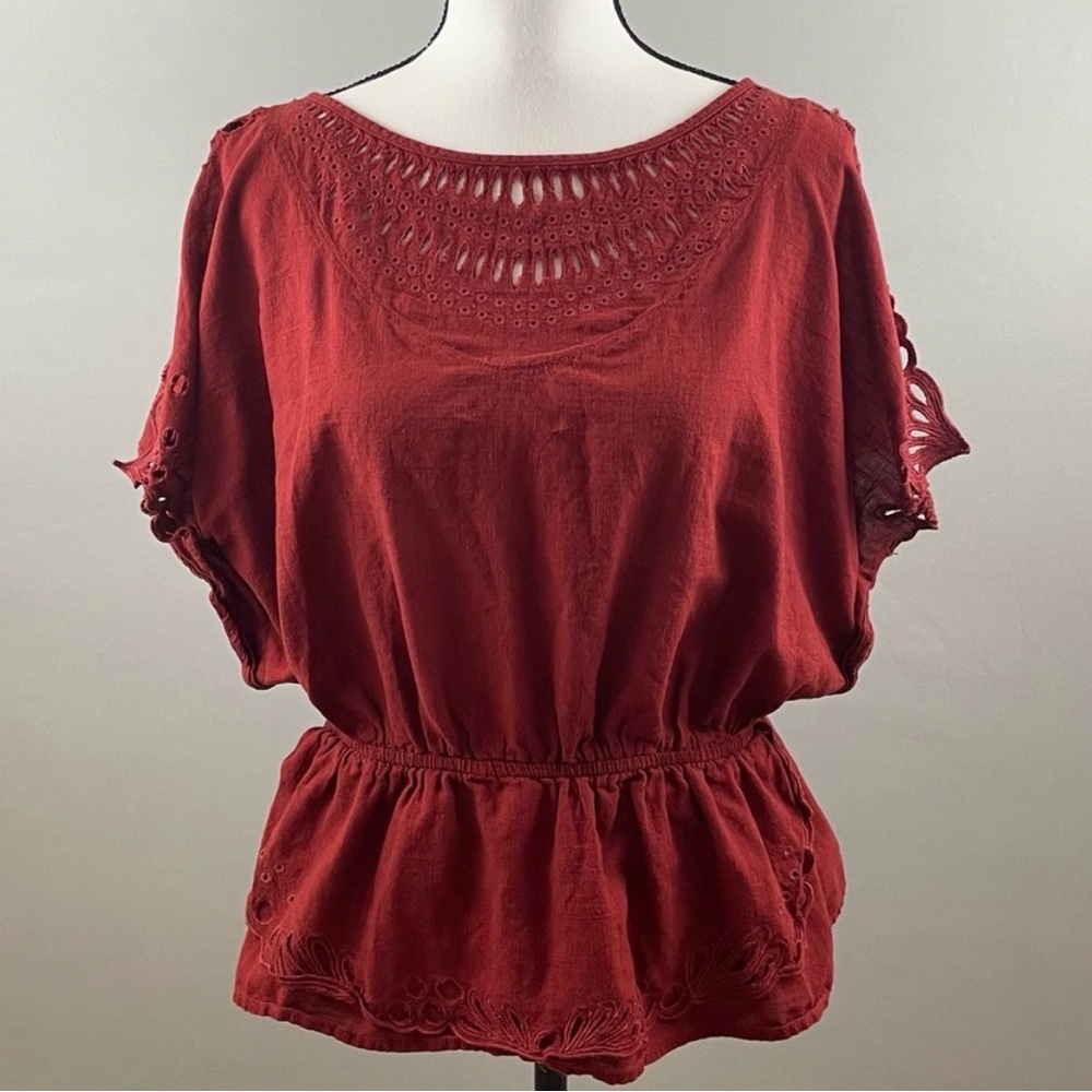 Boat Neck Dolman Split Sleeve Peplum Boho Top